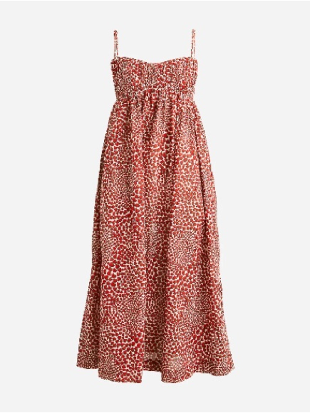 NWT J.Crew Empire-Waist Midi Dress in Strawberry Swirl Print